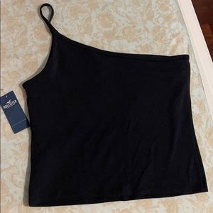 Black hollister one shoulder tank top